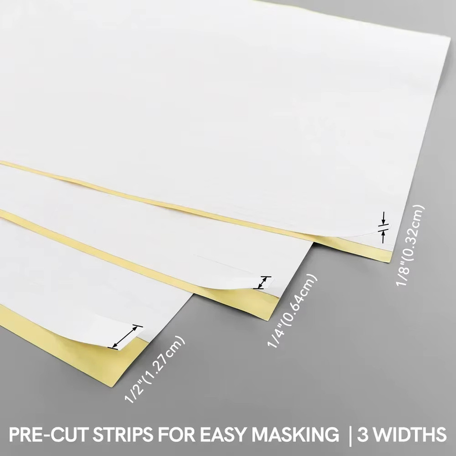 30er Packung vorgeschnittene Masking-Abdeckstreifen aus Papier für Karten und Hintergrundrandlinien mit verschiedenen Breiten: 3,17 mm, 6,35 mm und 12,7 mm - Bild 1