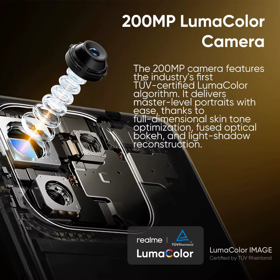 realme 16 Pro Plus 5G Smartphone mit 200-MP-LumaColor-Kamera, 7000-mAh-Akku und 144-Hz-AMOLED-Display in Gold oder Black - Bild 2