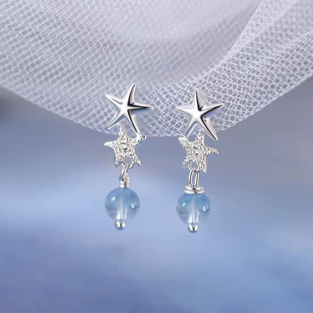 YULIN Ohrstecker 925 Silber, Zirkonia, Seestern, Damen - Bild 1