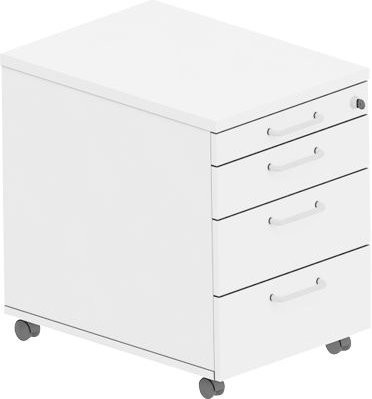 Rollcontainer BEXXSTAR in Weiß mit 1 abschließbarem Utensilienauszug und 3 Schubladen, B/T/H: 43 x 60 x 60 cm - Bild 1