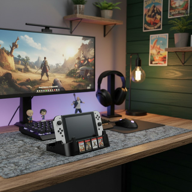 Nintendo Switch 2 Dock Station Lagerung Ständer und Spiel Disc Halter Organizer in Schwarz - Bild 1