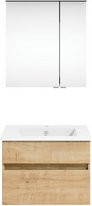 Get2You Badmöbel-Set twenty one, 3-teilig, braun, mit Waschbecken und Spiegelschrank mit LED-Beleuchtung, B/H/T: 62 x 67 x 51 cm - Bild 1