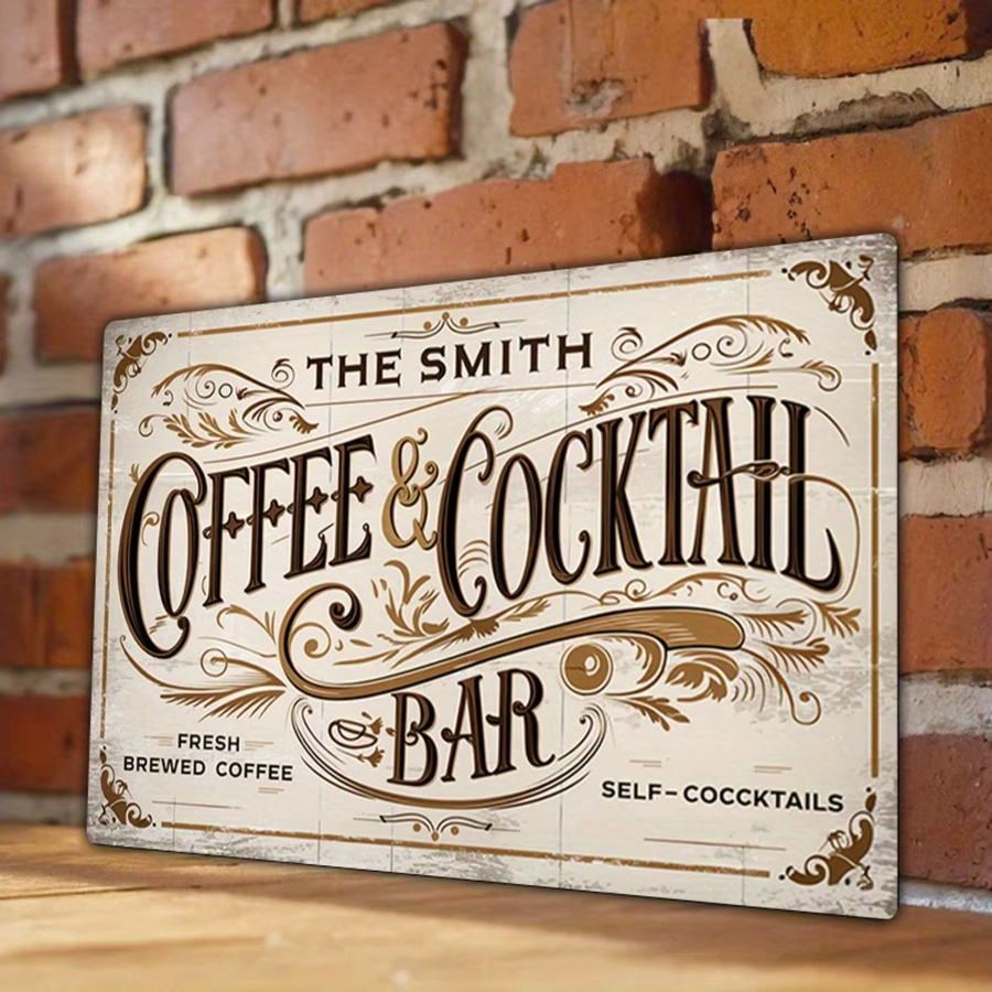 Personalisiertes Vintage-Kaffee- und Cocktailbar-Metallschild von CIFBUY in Rot, B: 20,3 cm, H: 30,5 cm - Bild 2