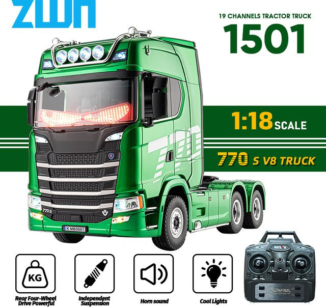 HUINA 1501 770S RC-Truck, 1:18, mit Licht und Sound, aus Legierung - Bild 1