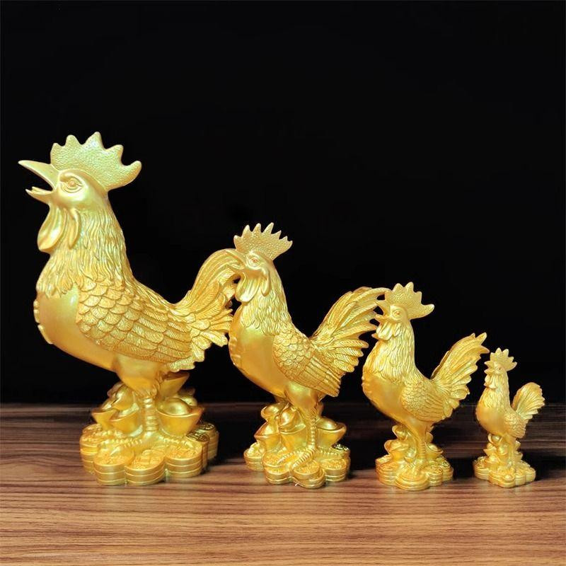 Vergoldete Hühnerdekoration Glückshahn aus Harz von Yiran Furniture in Gold - Bild 2