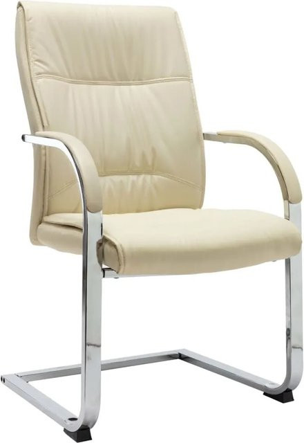 vidaXL Freischwinger Bürostuhl aus Kunstleder in Creme mit Armlehnen - Bild 1