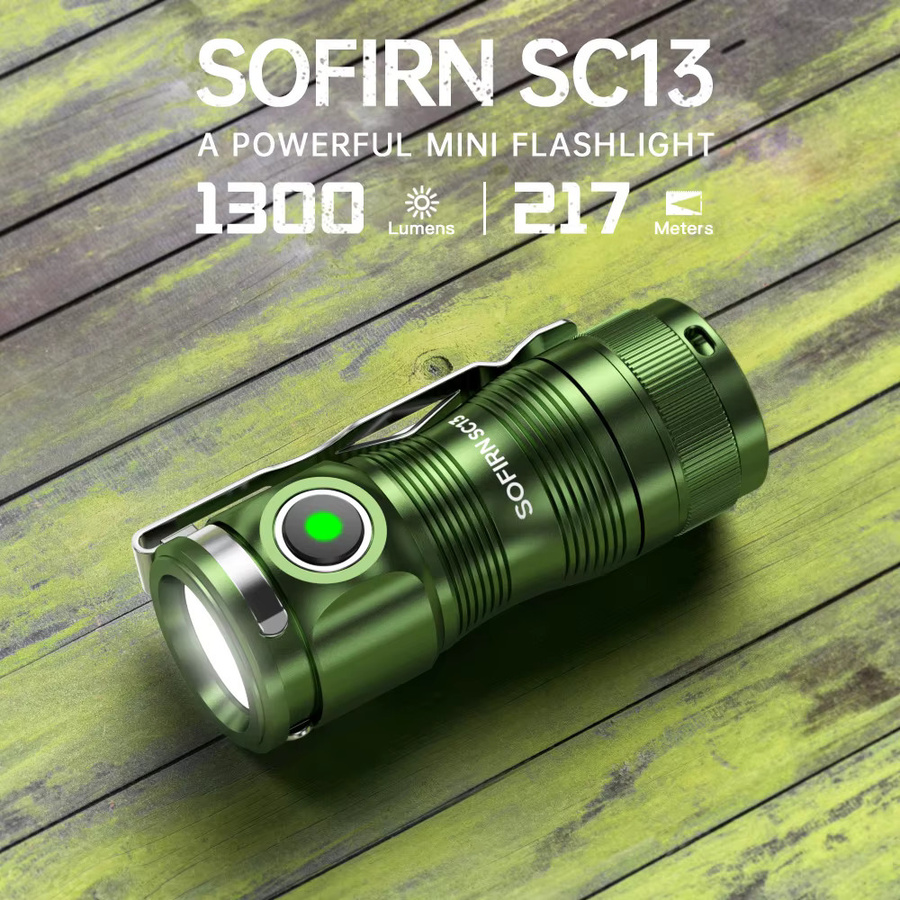 SOFIRN SC13 Taktische LED Taschenlampe mit 1300lm, Wiederaufladbar, 6000K Kaltweiß, Schwarz oder Grün - Bild 3