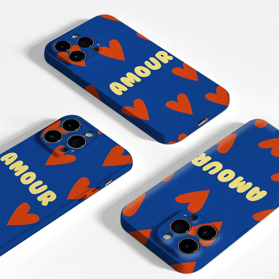 Handyhülle Amour mit roten Herzen für Apple iPhone 17 16 15 14 13 12 Pro Max Plus mit doppelschichtiger Rückseite - Bild 2