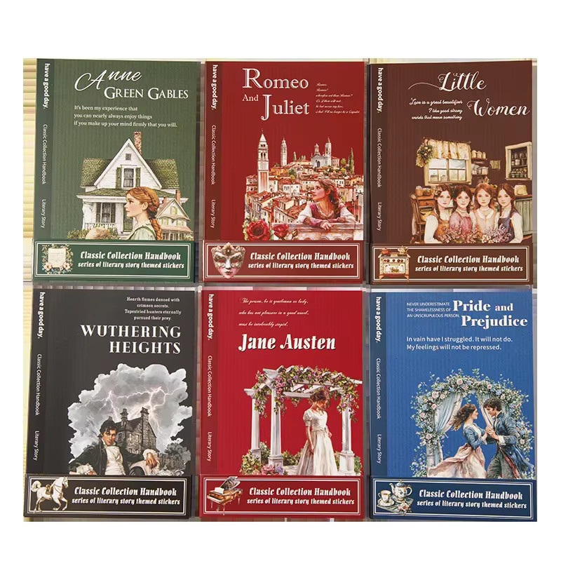 6 Designs klassische Literatur-Aufkleber als Charakter-Collage in Multicolour aus Papier - Bild 1
