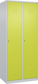 C+P Wäsche-Spind Classic PLUS mit 2 Abteilen und Zylinderschloss in Lichtgrau und Clowngrün, H x B x T: 185 x 80 x 50 cm - Bild 1