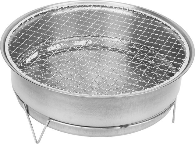 Fishine Tragbarer Holzkohlegrill aus Edelstahl mit Steinbackplatte in Silber - Bild 1
