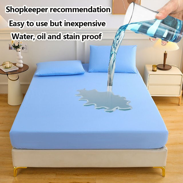 KDJEIKZ Wasserdichter Stepp Matratzenschoner in Blau, atmungsaktiv, anti-milben und antibakteriell, B/T/H: 90 x 200 cm - Bild 1