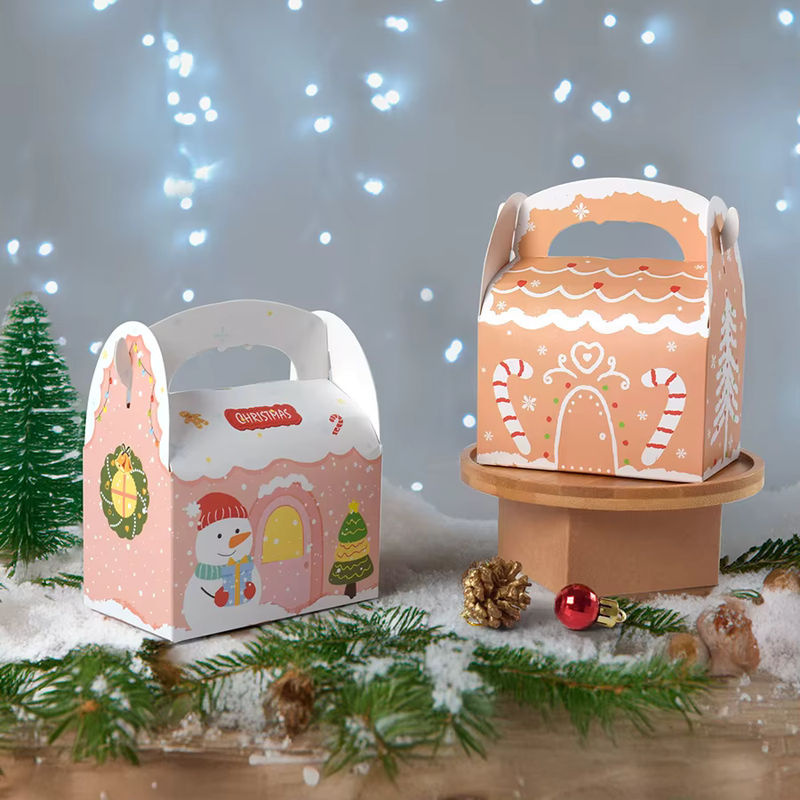 WEIGAO Weihnachtliche Geschenkboxen für Süßigkeiten und Cookies, geometrisches Design für Weihnachten und Neujahr, 6 oder 12 Stück - Bild 3