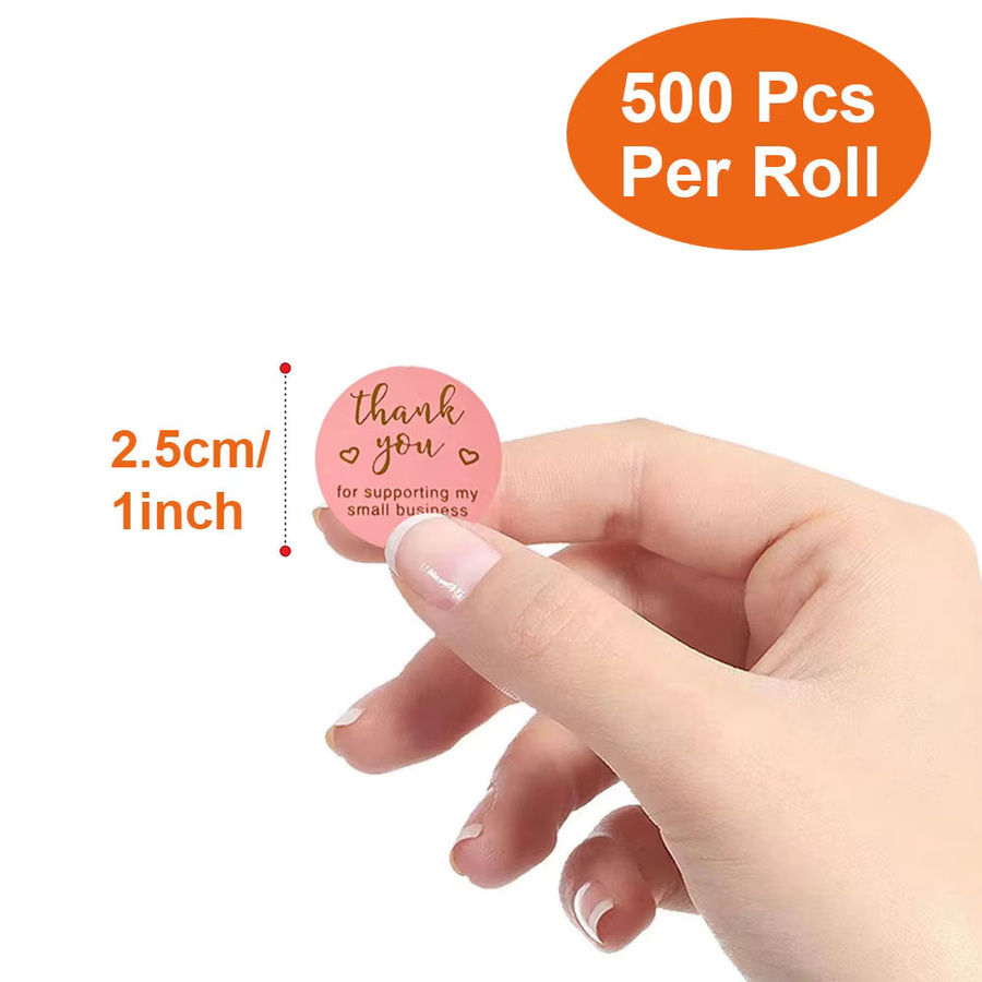 500 Stück Danke für die Unterstützung meines Kleinunternehmens Aufkleber in Rosa und Schwarz, Durchmesser: 2,5 cm - Bild 2