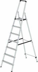 MUNK Aluminium-Stehleiter ML einseitig begehbar, 7 Stufen, Silber - Bild 1