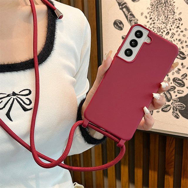 Samsung Crossbody Lanyard Strap Soft Cover Hülle für Galaxy S26 S25 S24 S23 S22 S21 S20 FE Plus Note 10 20 Ultra A41 A21S 5G in Pink - Bild 1