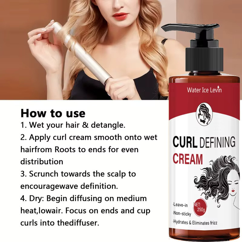 Water Ice Levin Locken-Definiercreme, Leave-In Styling-Creme für lockiges Haar - Bild 4
