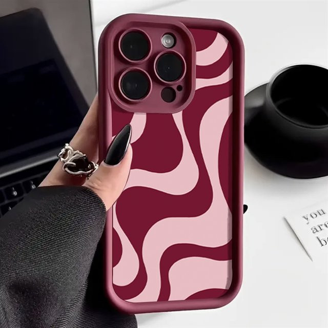 Modische iPhone Handyhülle mit roten Linien für Apple iPhone 11 bis iPhone 17 Pro Max in Rot - Bild 1