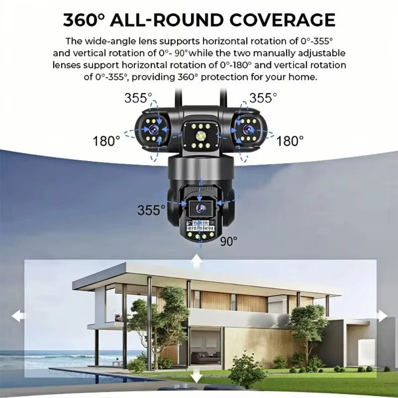 Multi-Objektiv 4G PTZ Kabellose CCTV-Kamera in Schwarz für die wetterfeste Smart Home Außenüberwachung mit Echtzeit-Fernvideoüberwachung - Bild 8