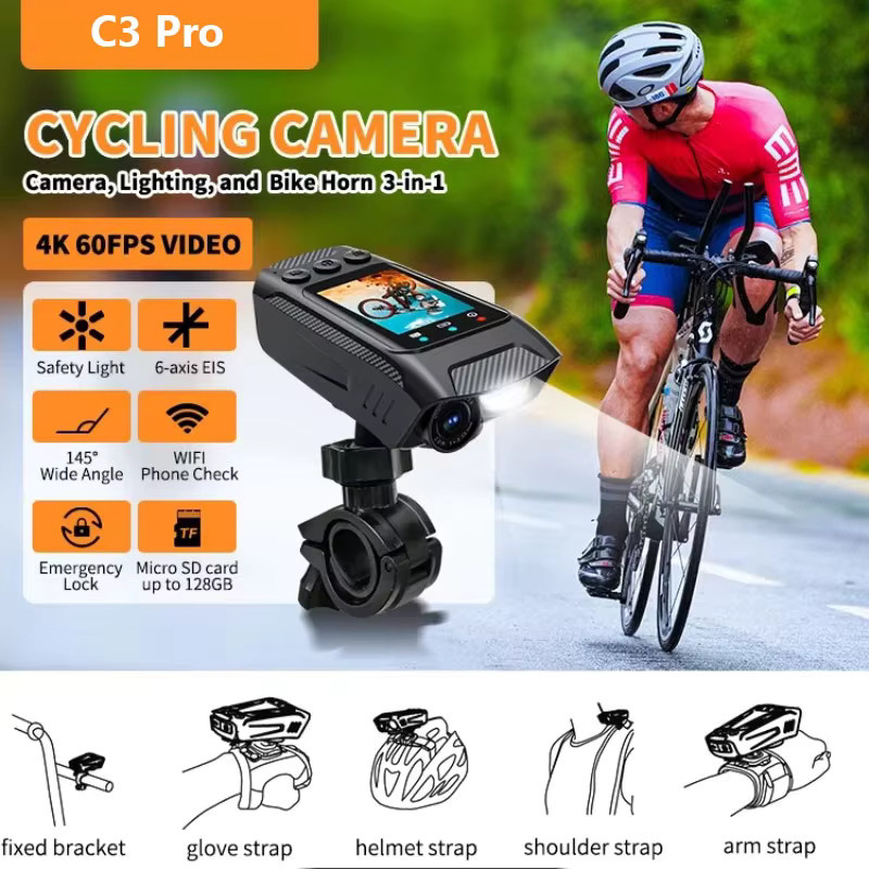 luxuglow Action Kamera 4K HD 60FPS in Schwarz für Motorrad, Fahrrad und Helm als Sport DV Video Recorder und Dash Cam - Bild 3