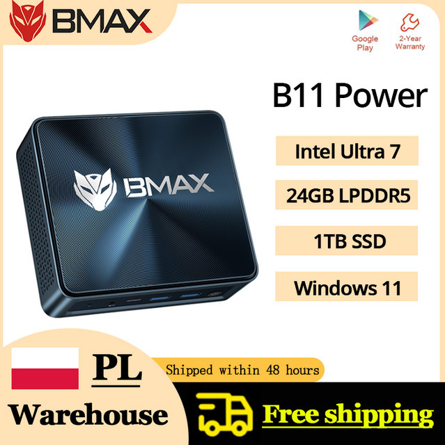 BMax Mini B11 Power Mini-PC in Schwarz mit Intel Core Ultra 7 155H, Intel Arc Grafik, 24GB LPDDR5, 1TB NVMe SSD und Windows 11 - Bild 1