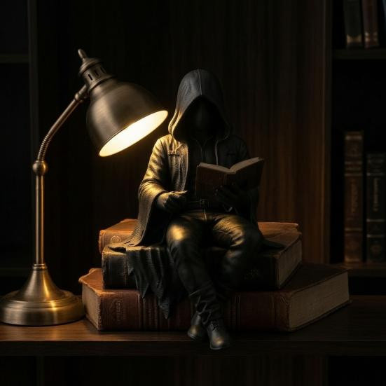 Hercules Gotische Lesende Statue in Schwarz – Sitzende Skulptur aus Harz für dein Bücherregal oder Schreibtisch - Bild 4
