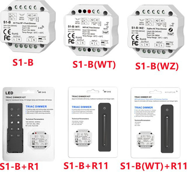 Teopek WiFi & Zigbee RF AC Triac Dimmer S1-B LED Controller, Farbe: Weiß - Bild 1
