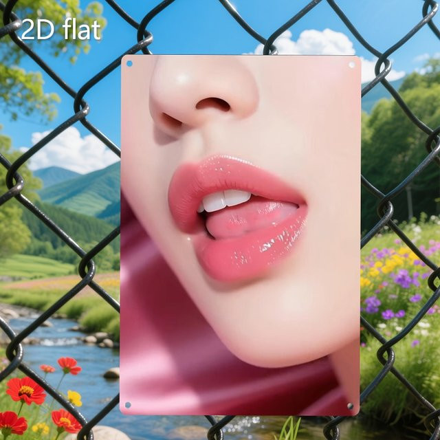 HELLOYOUNG Metallschild mit Lippen-Grafikdesign in Pink, wetterbeständiges Vintage-Wandkunst-Dekor aus Eisen für Zuhause, Bar oder Garten - Bild 1