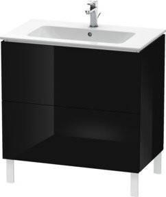 Duravit Waschtischunterschrank L-Cube in Schwarz Hochglanz mit 2 Auszügen, stehend, B: 82 cm, T: 48,1 cm, H: 70,4 cm - Bild 1