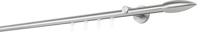 Ondeco Gardinenstange auf Maß mit Innenlauf 20mm und Wandträger 6,5cm, Farbe: Edelstahl-Optik, Breite: 300 cm - Bild 1