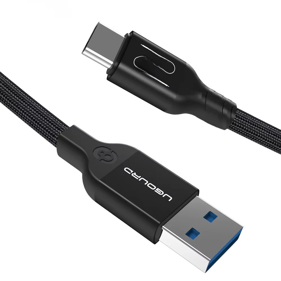 UGOURD USB-A auf USB-C Datenübertragungskabel, USB 3.2 Gen2 10Gbps Schnellladekabel 60W, Schwarz - Bild 1