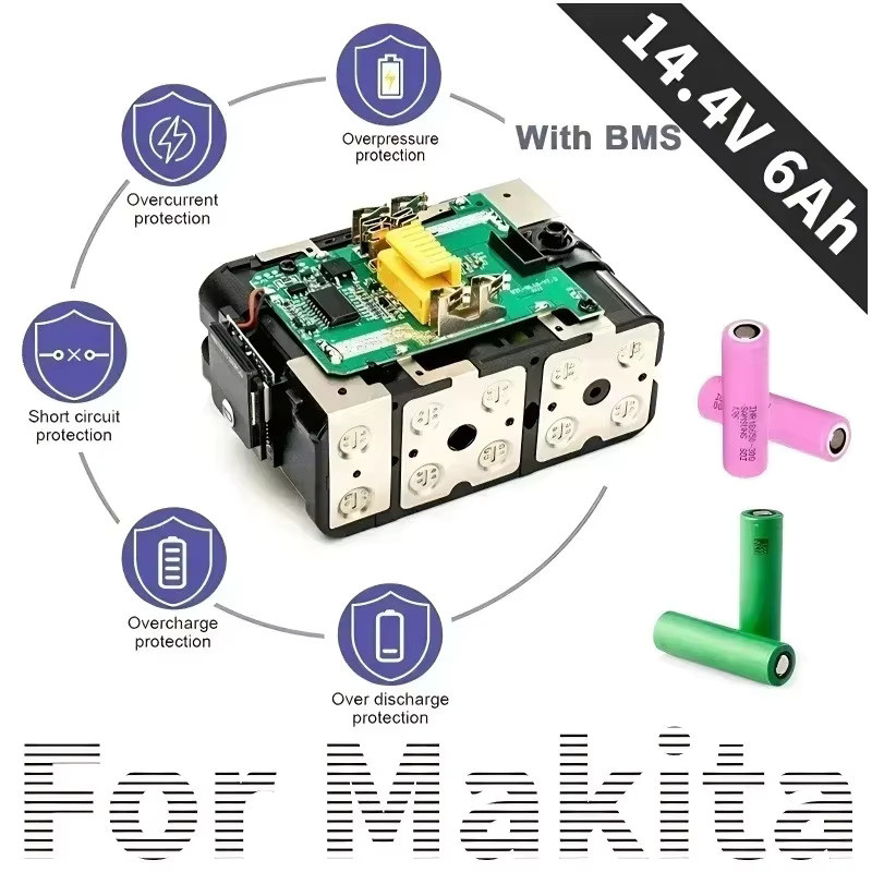 Makita Li-Ionen Akku 14,4 V mit 6,0 Ah für Elektrowerkzeuge BL1460 BL1430 1415 194066-1 - Bild 3