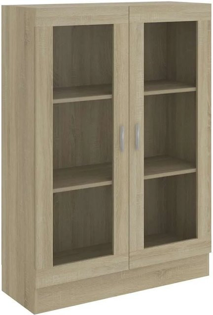 vidaXL Vitrinenschrank Sonoma-Eiche mit Glastüren und Regalböden, B/T/H: 82,5 x 30,5 x 115 cm - Bild 1