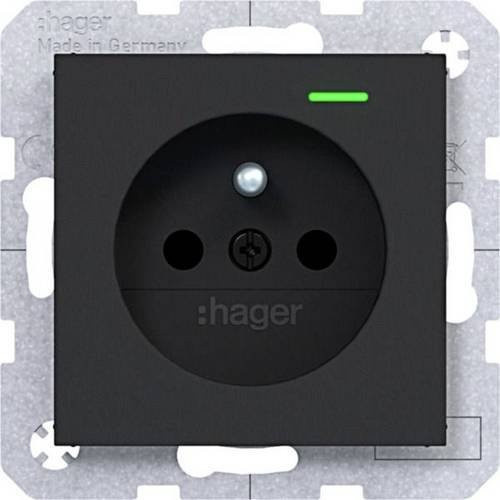 Hager Schutzkontakt-Steckdose in Schwarz matt WAS1863BM - Bild 1