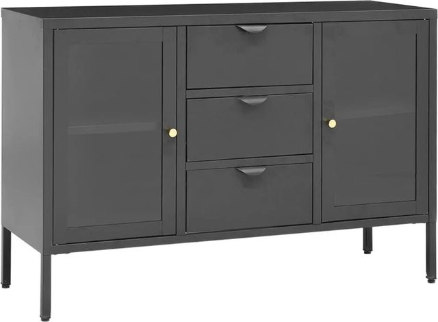 vidaXL Sideboard Anthrazit aus Stahl und Hartglas B/T/H: 105 x 35 x 70 cm - Bild 1
