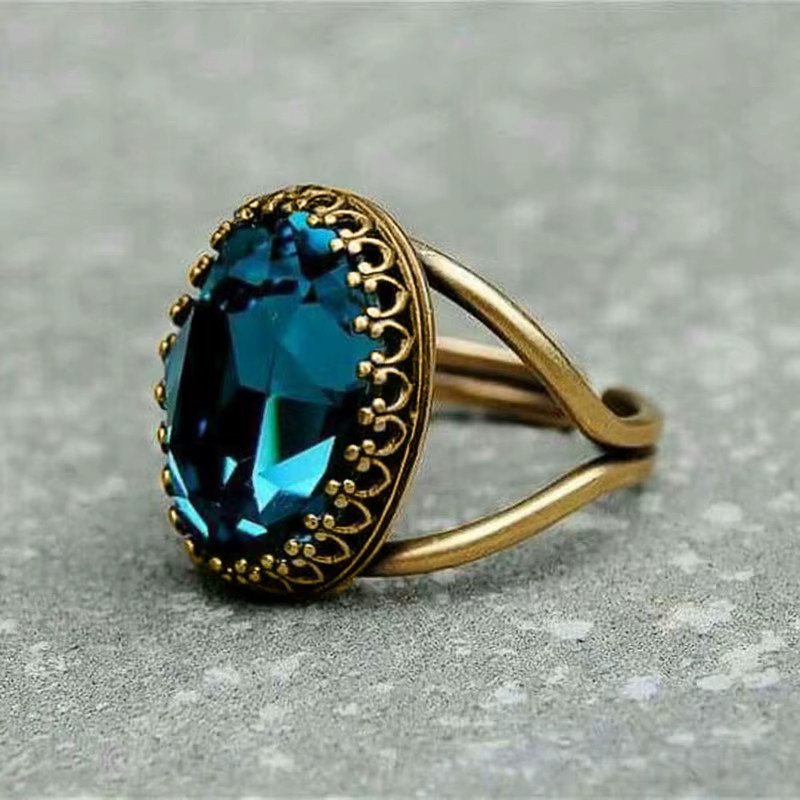 Huitan Damenring, Gold, blauer Zirkonia - Bild 3