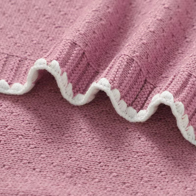 Mimixiong Baby Decke gestrickt, weiche Kuscheldecke für Neugeborene und Kinder, Farbe: Pink, B/T: 90 x 70 cm - Bild 3