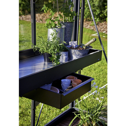 Juliana Gewächshaus Aluminiumtisch mit 3 Sektionen und Schublade Schwarz Matt B/T/H: 156 x 52 x 10 cm - Bild 5