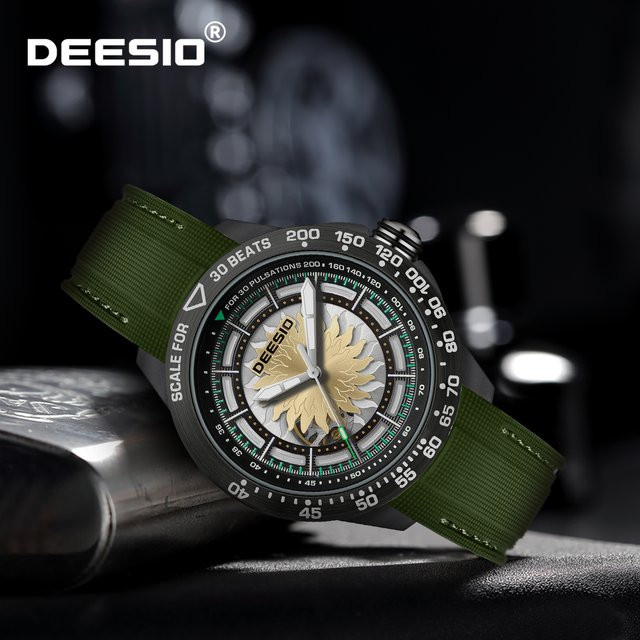 Deesio Armbanduhr, Automatik, Textil/NATO, Schwarz, Herren - Bild 1