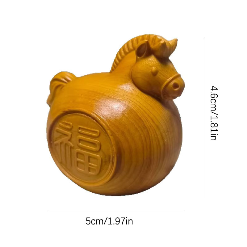 SHNGki Feng Shui Pferd Statue aus Holz geschnitzte Figur für das Neujahr 2026 als Glücksbringer für dein Home Office oder zur Dekoration - Bild 2