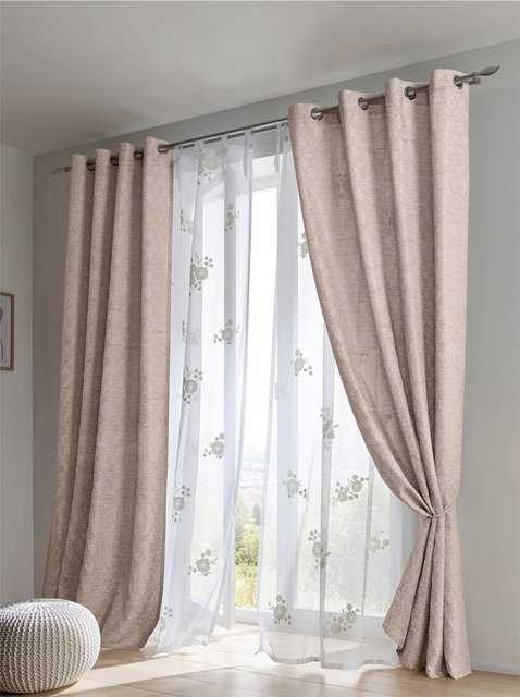 Dekostore Heine Home in Beige mit Jacquardgewebtem Rauten-Dessin aus 100% Polyester, blickdicht - Bild 1