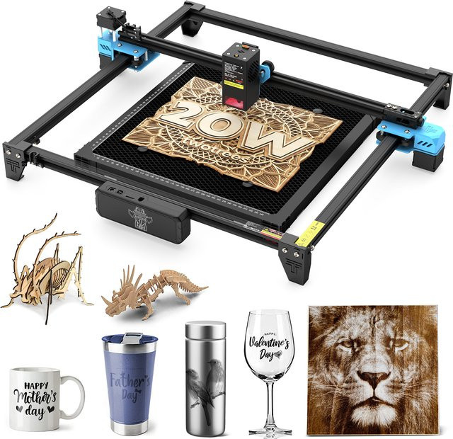 Twotrees TTS-20 Pro Lasergravurmaschine mit WLAN-Steuerung, 20W Laserschneidemaschine All-in-One-Gerät in Schwarz, Bearbeitungsbereich: 41,8 x 41,8 cm - Bild 1