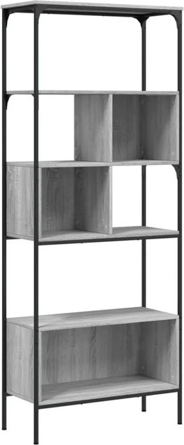 vidaXL Bücherregal mit 5 Böden in Grau aus Holzwerkstoff und Metall mit industrieller Note, B/T/H: 76 x 33 x 188,5 cm - Bild 1