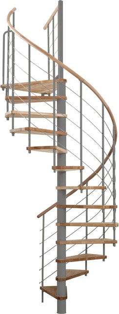 Minka Spindeltreppe Venezia aus Buche in Grau und Braun für eine Geschosshöhe bis 305,5 cm - Bild 1