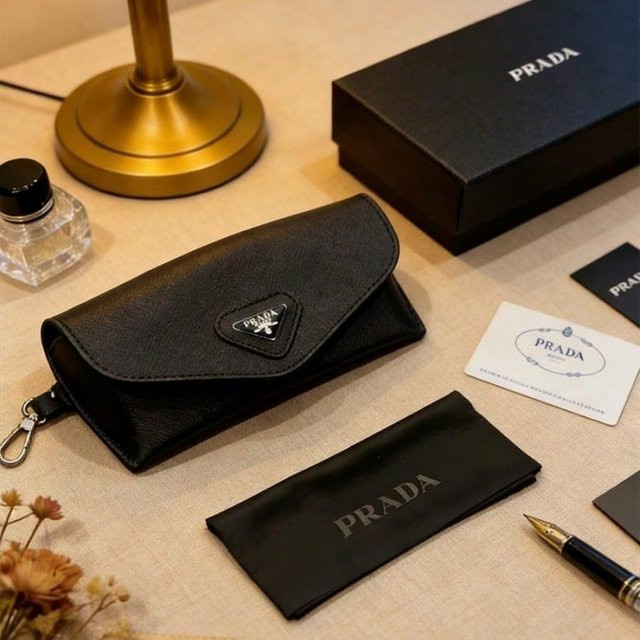 Prada Brillenetui Leder, Schwarz - Bild 1