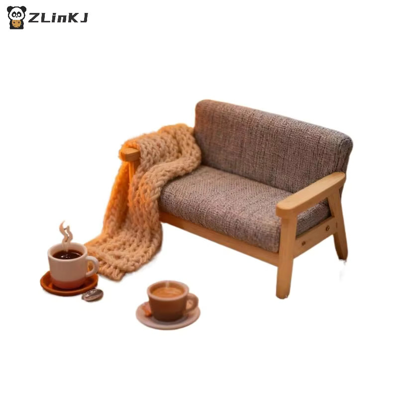 MYPANDA Miniatur Wohnzimmer Stuhl, Doppel Sofa, Holz, 1-teiliges Set - Bild 2