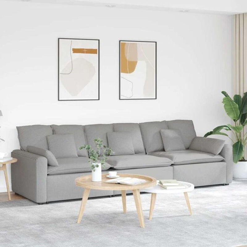 Modulares Sofa mit Kissen von vidaxl in Grau, modern gestaltet aus Stoff und Holz, wendbar - Bild 1