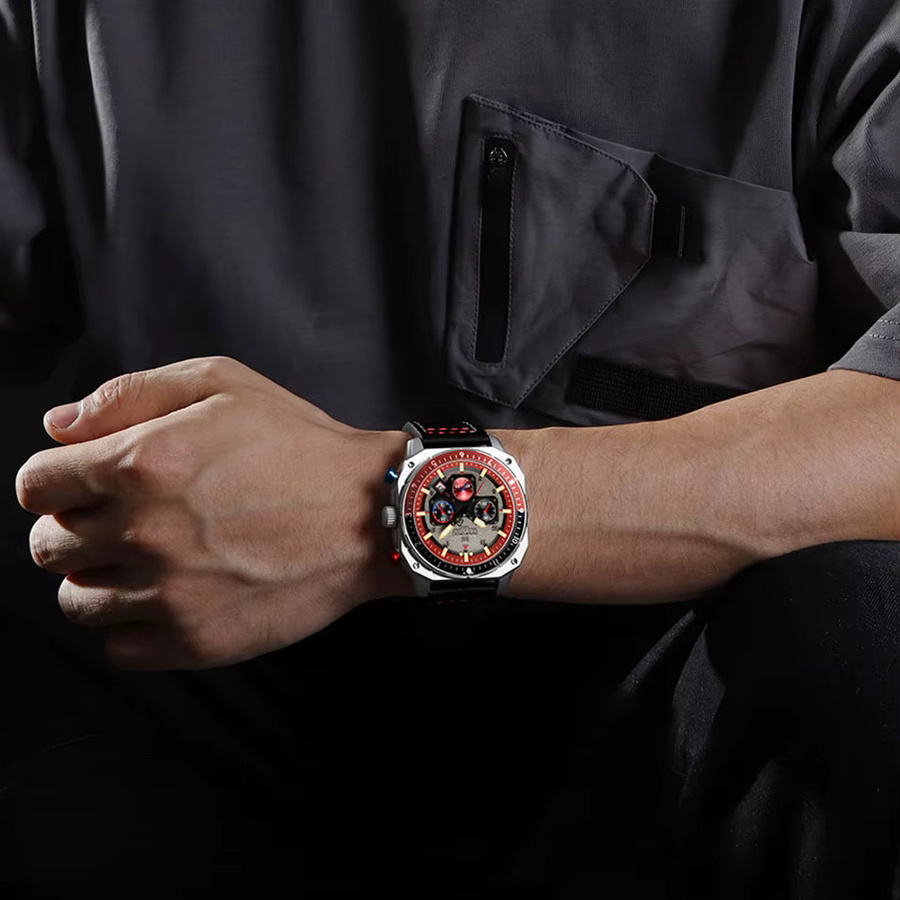 NAVIFORCE Armbanduhr, Quarz, Leder, Schwarz, Herren - Bild 3