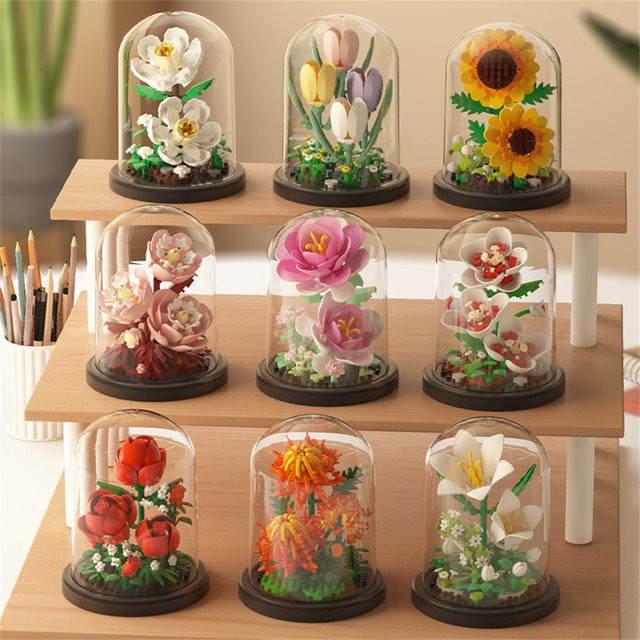 HYMILENARIO Micro Bausteine Set Lilie und Rose als Dekoration und Spielzeug für Kinder - Bild 1