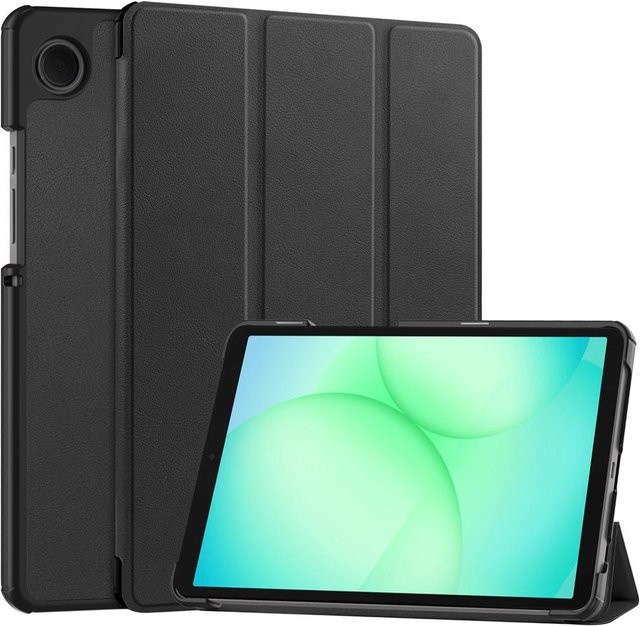 Samsung Galaxy Tab A11 8,7 Zoll Schutzhülle aus PU-Leder in Schwarz mit dreifach faltbarem Ständer für SM-X130 und SM-X133 - Bild 1